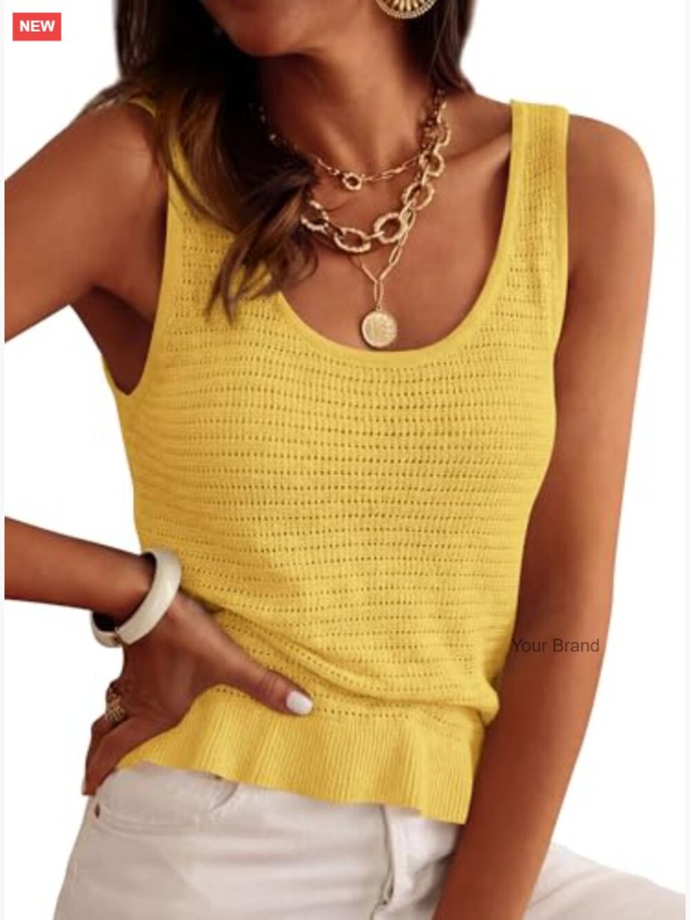 Crochet Sleeveless Tank Top Boho Summer Knit Sweater Resort Wear - Picture 2 of 7
